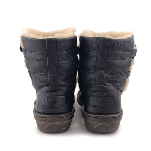 UGG Caspia Black Leather Winter Ankle Boots 7 - Picture 6 of 12